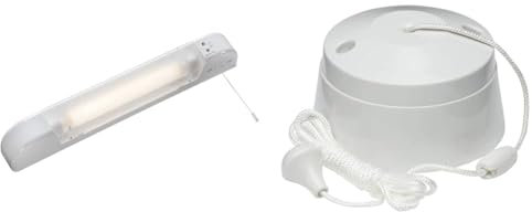 Knightsbridge LED Shaver Light with Dual Voltage Socket, Polycarbonate, 6 W, White, SLIGHT2 & SN8290 1-Way Pull Cord Switch, 10A white 1W