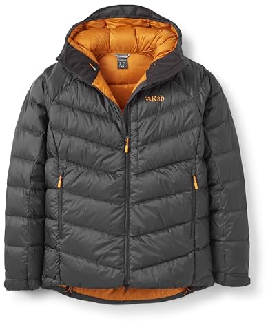 Rab Glaceon Pro Daunenjacke für Herren, leichter Daunenmantel zum Wandern, Klettern und Bergsteigen, anthrazit, L