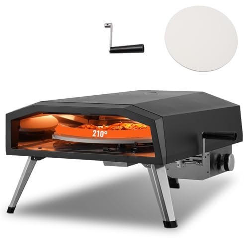 VEVOR Horno de Pizza para Exteriores Portátil para Pizza al Aire Libre con Piedra, Cubierta Impermeable, con Rociador de Hierro y Pata Plegable para Acampar y Patio Trasero 735 x 390 x 262 mm, Negro