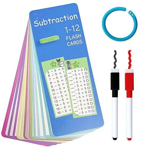 laeeyin 1-1 Subtraktion Mathematik lernkarten einmaleins Lernen lernkarten Kinder 1-1 Lernen Spiel Einmaleins Karten von 1 bis 12,Tragbare Lernhilfe,Spaß beim Einmaleins Lernen (Subtraktion)