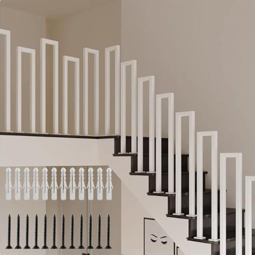 Ringhiera per Scale Interne a U,corrimano per scale esterne,ringhiera per esterni,per Terrazza,Corridoio Loft Villa corrimano per scale esterne (Blanc vertical, 35CM)