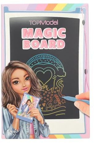 Depesche 13605 TOPModel - Pizarra mágica en Azul Claro y con Motivo de Modelo, Pizarra LCD de 8,5 Pulgadas Incl. lápiz de Dibujo y botón para borrar y Guardar