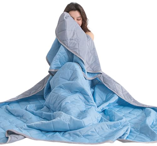 Aodejoy Kühldecke Sommerdecke,Ice Silk Cooling Blanket,Einfarbige Leicht Kühlfasern doppelseitige Selbstkühlende Decke Sommerkühldecken Atmungsaktive Weiche Wohndecke Reisedecke-Himmelblau 200x230cm
