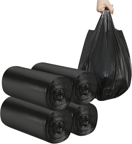 4 Rollen kleine Müllbeutel - 120 Stück robuste 12-15-Liter-Müllsäcke für Haushalt, Büro, Küche, Bad & Kinderzimmer (Schwarz)