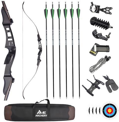 FQH 60 Recurvebogen-Set 20-50 lbs ILF-Sockel Abnehmbarer Recurvebogen Geeignet für Erwachsene und Anfänger Für die Jagd im Freien Zielbogenschießen Training (Bogen-Set, 50 LBS)