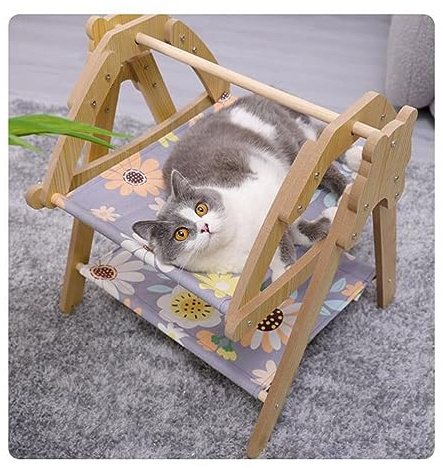 MYXJX cat hammock, Dog Bed Cat Swing Chair Hammock，Pet Hammock with Cotton and linen mat， Suitable Small & Cats Indoors & Outdoors(B)
