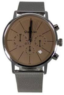 Gigandet Chronograph Armbanduhr Herren Damen Silber Braun Datum G32-013
