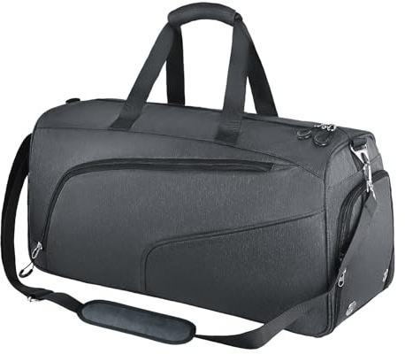 Sporttasche mit Schuhfach und Nassfach - Reisetasche Damen und Herren - Tasche für Sport, Gym & Fitness, Weekender, Reisen - Grau 40 L