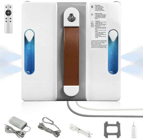 Teodute Robot Lavavetri Finestre 4000PA, 3 Modalità di Pulizia, Include 4 Ugelli e Corda Sicurezza 5 Metri, Lavavetri Elettrico Robot Pulisci Vetri per Finestre Interne ed Esterne