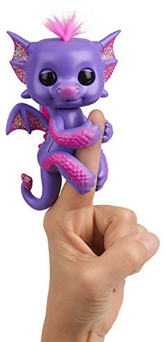 WowWee Fingerlings Drache lila mit pinkem Glitzer Kaylin - 3584 / interaktives Spielzeug, reagiert auf Geräusche, Bewegungen und Berührungen