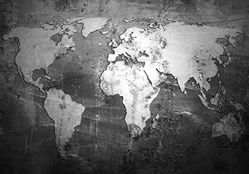 wandmotiv24 Fototapete Weltkarte Wand Grunge, XXL 400 x 280 cm - 8 Teile, Wanddeko, Wandbild, Wandtapete, Beton, Wand M1459