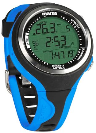 Mares Smart Apnea, Ordenador de Buceo para los Pescadores submarinos y los buceadores en apnea, Talla Única, Negro/Azul