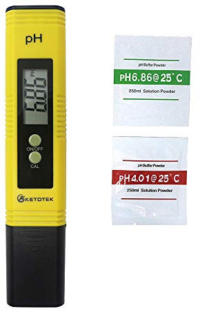 KETOTEK pH Meter Digital Water Quality pH Tester Pen with Calibration Solution 0-14pH Portable Water pH Test Kit for Hydroponics Fish Tank Batteries Included