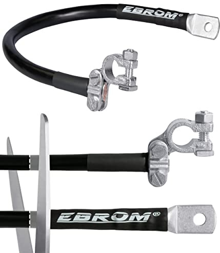 EBROM Batteriekabel MASSE Polklemme Anschluss rechts 70 mm2 60cm Schuh M10 | Ab 30 cm bis 2 m - Massekabel SCHWARZ, fertig konfektioniert 70 mm² - Ringösen/Kabelschuhe M8/M10/M12 oder ohne Kabelschuh