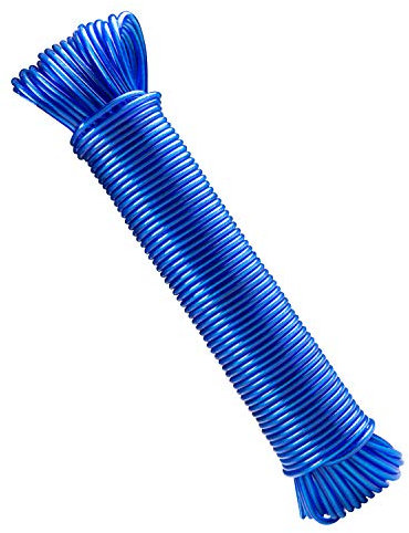 GZBtech 30m Wäscheleine mit Stahlkern Draußen,Stabile Extra Starke Wäscheleinen mit Einer Tragfähigkeit von 120kg,Rostfrei und Wasserdicht Wäschelseil für Garden Blau