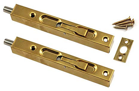 Zerniple 6 Inch Stainless Steel Slide Door Latch Bolt Golden Flush Bolt with Screws for Bedroom,Cupboard