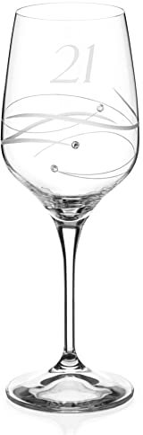 DIAMANTE 21st Birthday Wine Glass - ''Just for You - Single Wine Glass Present in Gift Bo1