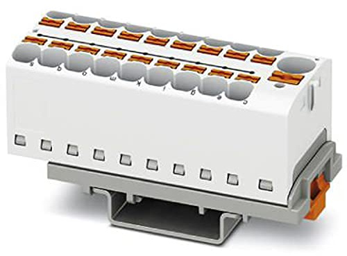 PHOENIX CONTACT PTFIX 10/18X4-NS35 WH Verteilerblock, Anzahl der Anschlüsse 19, Querschnitt 0,5 mm² - 10 mm², AWG 20 - 6, Breite 28,6 mm, Weiß, 8 Stück