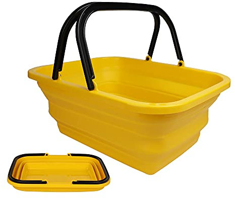 Cubo compacto plegable con asa de 10 L (2.6 galones), cubo de agua plegable multiusos para exteriores, para limpieza de ventanas de coche, camping, lavado de platos, picnic, pesca