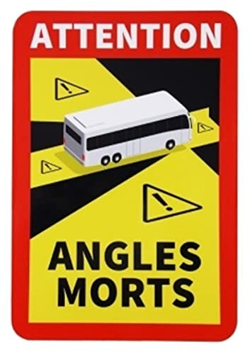 Aufkleber Warnhinweis Toter Winkel Bus Angles Morts für Frankreich Folie selbstklebend | 25x17cm Made in Germany, Größe: 1 Stück