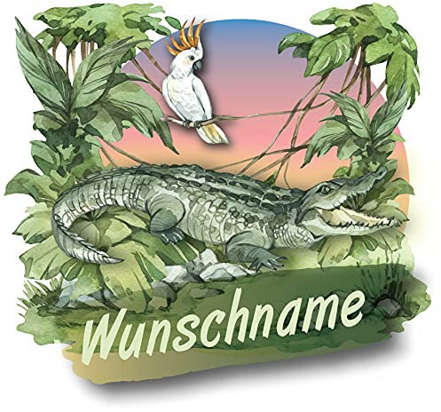 Samunshi® Krokodil Aufkleber mit Namen Autoaufkleber Namensaufkleber Kinder Namensetikett für Brotdosen Babyaufkleber Kinderaufkleber 10 x 10cm Krokodil