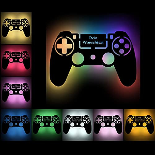 Namofactur Gaming Geschenkideen für Weinachten Geburtstag Gamer Wand Deko Farbwechsel Lampe Holz Licht Geschenke für Gaming-Fans Gamer-Tag I USB + Fernbedienung
