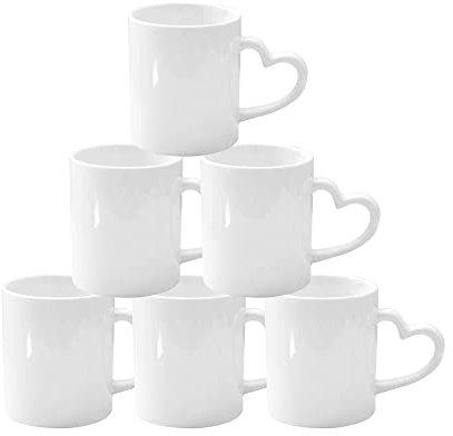Yoshome Sublimation White Heart Handle Coffee Mugs 11oz Plain Blank Cups AAA Grade Heat Press Printing Mugs with Box (24)