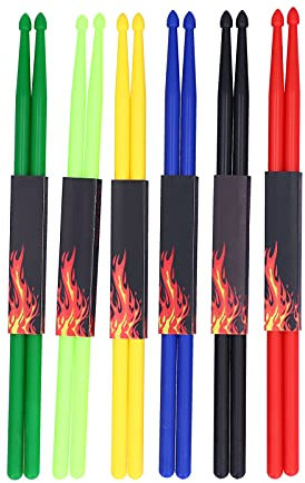 Drum Stick,6 Paar Nylon Drumstick Drumsticks Set,6 Paar 5a-Nylon-TrommelstöCke, Professionell, Leicht, Langlebig, Rutschfest, FüR Erwachsene Und Kinder