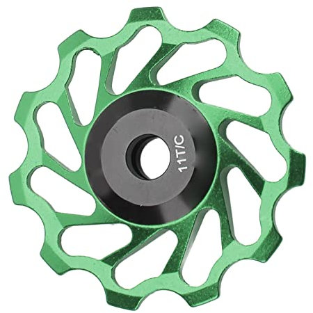 Socobeta Risk Mountainbike Schaltwerk Umwerfer 11t Hintere Umlenkrolle Spannrolle mit Lager für Fahrrad(11 Zähne Keramikleitrad grün)