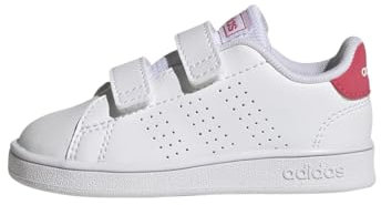adidas Advantage Lifestyle Court Two Hook-and-Loop Shoes, Zapatillas de Tenis, Cloud White/Real Pink/Core Black, 24 EU