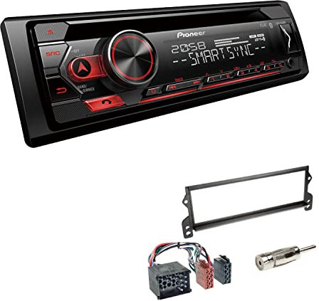 Pioneer DEH-S320BT 1-DIN Autoradio Bluetooth CD-Tuner USB Spotify inkl. Einbauset passend für MINI Mini, Mini Cabriolet 2000-2002 schwarz