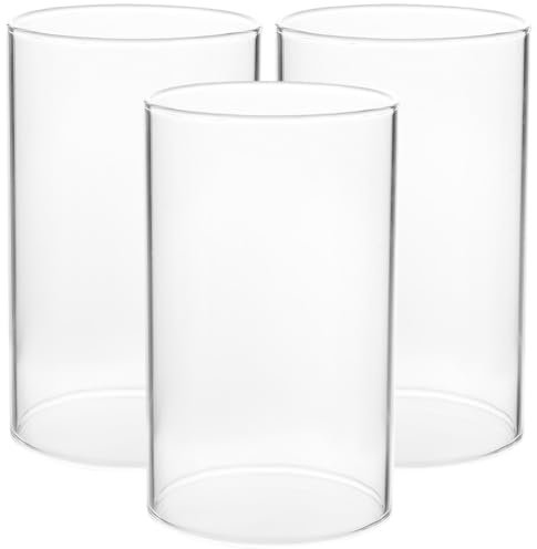 HOMSFOU Lot de 3 photophores en verre soufflé à la bouche Bougeoir en verre Bougeoir de rechange Cylindre Bougeoir sans sol pour la maison, le salon, la décoration de table