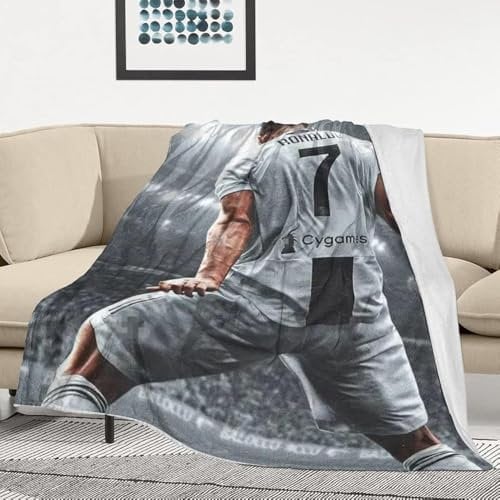 Cristiano Ronaldo Decke Weiche Flauschige Plüschdecke Flanell Fleecedecke TV-Decken/Sofadecke/Wohndecke/Mikrofaser Couchdecke/Samtdecke, 127 x 152 cm