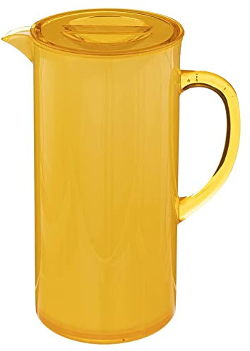 TIENDA EURASIA - Jarra de Agua con Tapa, Diseño Moderno con Asa, Material de Poliestireno, Capacidad para 1950 ml, Medida 18 x 10,5 x 25 cm, Jarras de Agua y Refrescos (Mostaza)