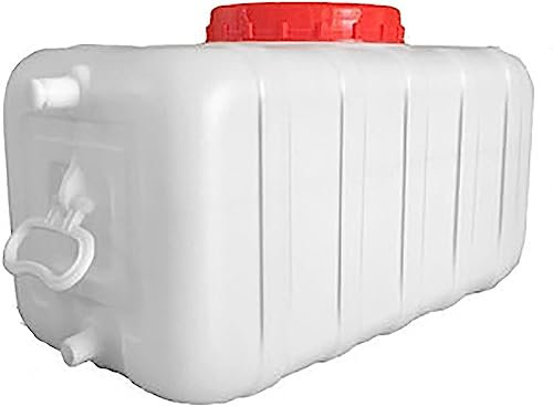 FIXARE JIESOO Tragbarer Horizontaler Wasserspeicherbehälter Regentonnen Sammeln Regenwasser Tank-Notwasserfassbehälter mit Wasserhahn Weiß(50L)
