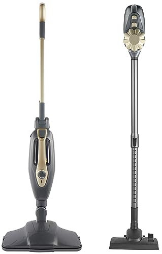 Beldray COMBO-8865 Titanium 14-in-1 Steam Cleaner & 2-in-1 Vacuum Set – Steamer With 350 ml Water Tank, For Kitchen and Bathroom Floors/Garments/Windows, Lightweight Compact Stick & Handheld Vac
