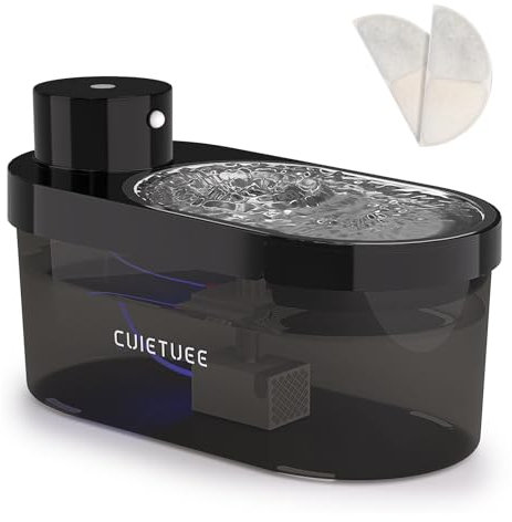 CuieTuee Cat Water Fountain 4L/135oz Battery Operated for Drinking Pet Fountain Cat Water Dispenser Multi-Mode Ultra-Quiet Sensor Controlled with Stainless Steel Bowl 2 Filters Easy Cleaning