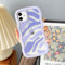 DEFBSC Case for iPhone 11, Cute Curly Wave Frame Clear Case Stripe Aesthetic Design Slim Soft TPU Bumper Transparent Shockproof Protective Case for iPhone 11 - Purple