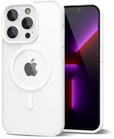 oakxco for iPhone 13 Pro Case Clear Magnetic Compatible with Magsafe, Thin Slim Transparent Non Yellowing, Hybrid Soft Silicone Bumper & Hard Plastic Protective Cover for Women, White