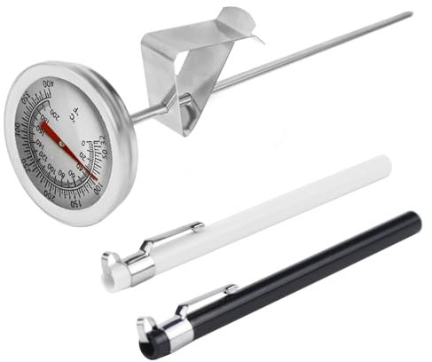 Milch Thermometer, Edelstahl Fleischthermometer Praktisches Küchenthermometer, Thermometer Kochen mit Clip, für Kochen Milch Kaffee BBQ Steak usw