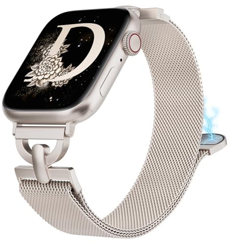 BEEXI Metall Kompatibel mit Apple Watch Armband 44mm 45mm 49mm 46mm 42mm Damen, Edelstahl Magnetarmband Mesh D-förmige Rosegold Ersatzarmband für iWatch SE Serie 10/9/8/7/6/5/4/3/2/1/Ultra(1/2)