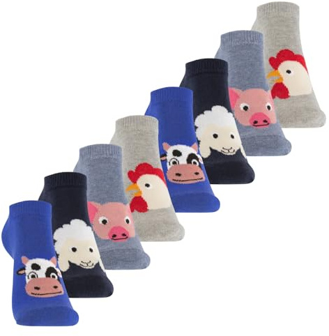 Footstar 8 Paar Kurze Kinder Sneaker Socken & Motiv Socken für Mädchen & Jungen