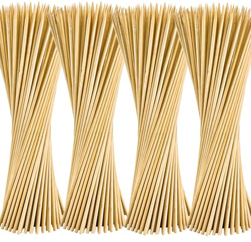 400PCS Bamboo Skewers, Φ=4mm - Wooden Skewers 12 Inch for Appetizers, Fruit Kabobs, Chocolate Fountain, Grilling - Food Skewer Sticks for BBQ, Party - Cocktail Picks for Drinks