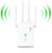 Amplificador Señal WiFi, Repetidor WiFi, Extensor WiFi 4 Antenas 2 Puertos LAN con WPS, Repetidor WiFi Remoto Mejora Considerablemente la Cobertura WiFi para Oficinas y Hogares (Blanco)