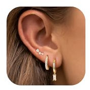 MILACOLATO 3 Paar Gold Ohrringe Set für Damen Mädchen Hypoallergene 925 Silber Creolen und Ohrstecker 14K Vergoldete Schmetterling Zirkonia Stapelbar Ohrringe Set für Mehrfachpiercings