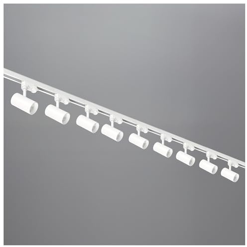 3-Phasen-Schienenset NEXTRACK - Schienensystem Komplett-Set mit 9x GU10 Lampe und 1m Schiene, 2m Schiene, gerader Verbinder, Netzteil, Kappe (Weiß, 1m+2m Schiene + Verbinder I)