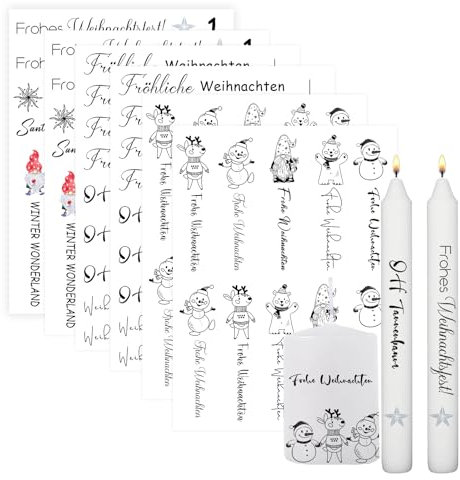 Ovaletta 6 Stück Kerzentattoos, Kerzentattoos Weihnachten, Kerzen Tattoo, Weihnachten Deko, Kerzen Dekorieren, Weihnachten A, A5 19 x 14 cm