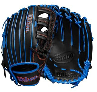 WILSON Fall 2024 A1000 Outfield Baseball Gloves Handschuh, Schwarz/Königsblau/Orange, 12.25