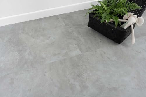 Klick Vinylboden in Betonoptik grau Vinyl Fliesen Steinoptik ideal für Küche Rigid SPC Vinyl mit Trittschalldämmung