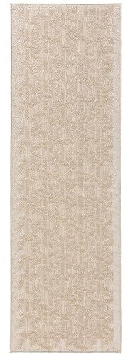 benuta Nest Teppich Bronco - Creme 80x250 cm - Kunstfaser - Outdoor geeignet - Läufer & im Style: Geometrisch, Minimalistisch - Pflegeleicht für Wohnzimmer Schlafzimmer